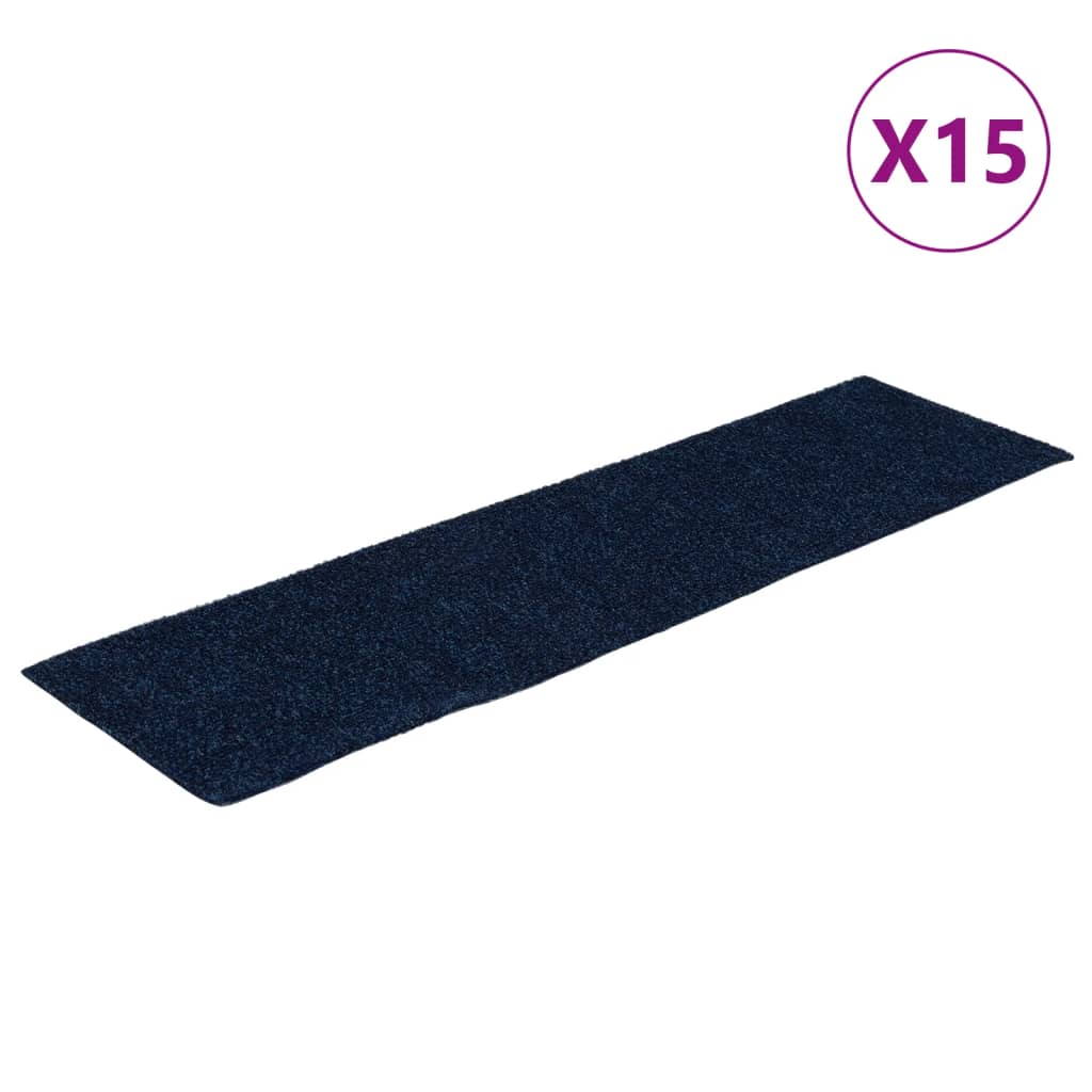 Vidaxl trapmatten zelfklevend 15 stuks 76x20 cm rechthoekig marineblauw