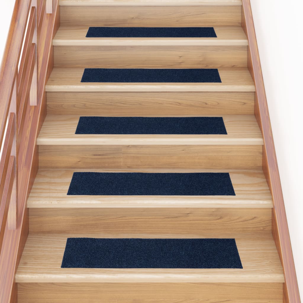 Vidaxl trapmatten zelfklevend 15 stuks 76x20 cm rechthoekig marineblauw