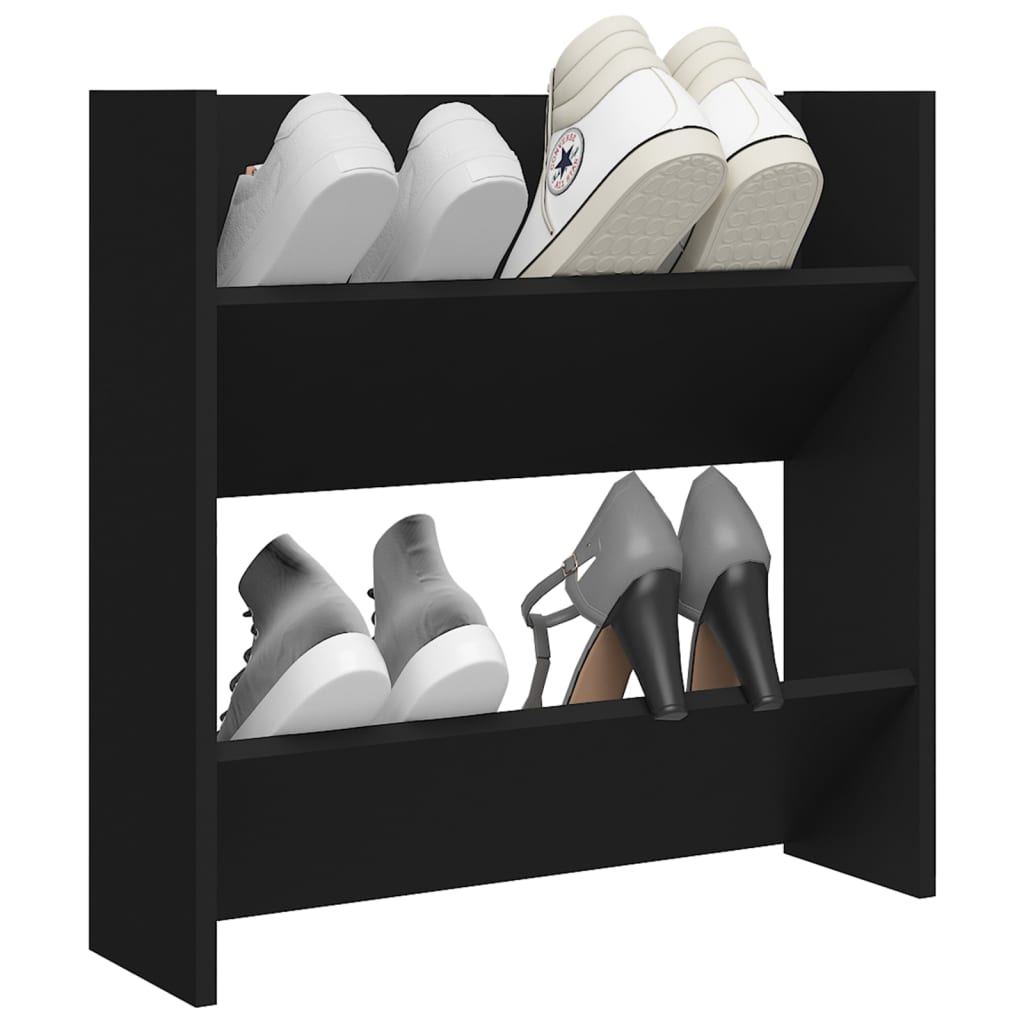 VidaXL Wandschoenenkast 60x18x60 cm bewerkt hout zwart