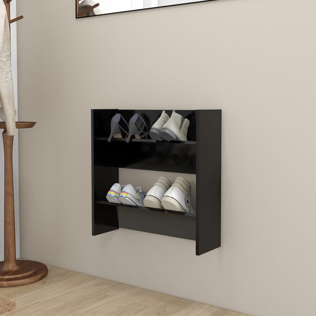 VidaXL Wandschoenenkast 60x18x60 cm bewerkt hout zwart