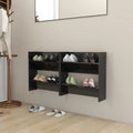 Vidaxl wandschoenenkasten 2 st 60x18x60 cm hout hoogglans zwart