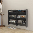 Vidaxl wandschoenenkasten 2 st 60x18x90 cm bewerkt hout grijs