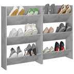 Vidaxl wandschoenenkasten 2 st 60x18x90 cm spaanplaat betongrijs
