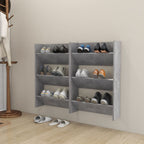 Vidaxl wandschoenenkasten 2 st 60x18x90 cm spaanplaat betongrijs