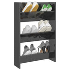 Vidaxl wandschoenenkast 60x18x90 cm bewerkt hout hoogglans grijs