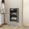 Vidaxl wandschoenenkast 60x18x90 cm bewerkt hout hoogglans grijs