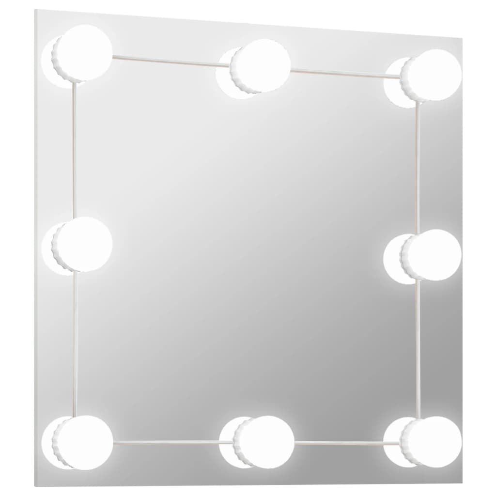 Vidaxl wandspiegel met led-lampen vierkant glas