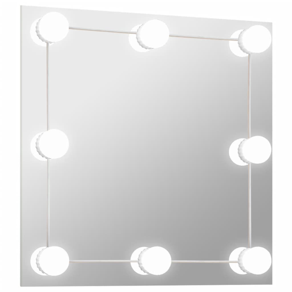 Vidaxl wandspiegel met led-lampen vierkant glas