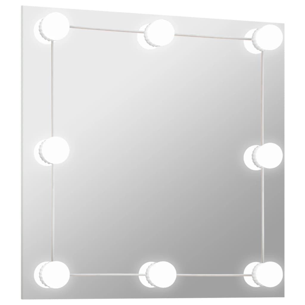 Vidaxl wandspiegel met led-lampen vierkant glas
