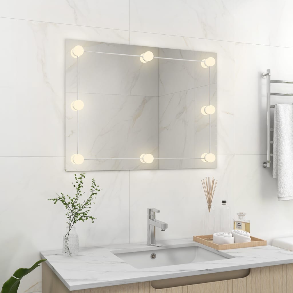 Vidaxl wandspiegel zonder lijst met led-lampen rechthoekig glas