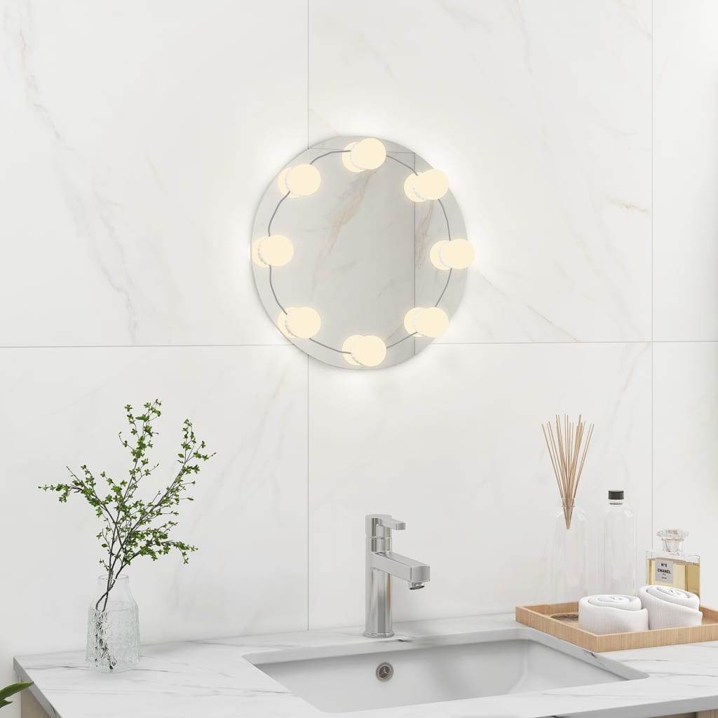 Vidaxl wandspiegel zonder lijst met led-lampen rond glas
