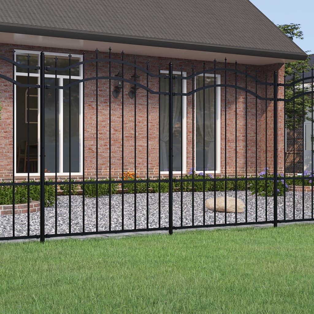Vidaxl tuinhek met speerpunt zwart 239x150 cm gepoedercoat staal