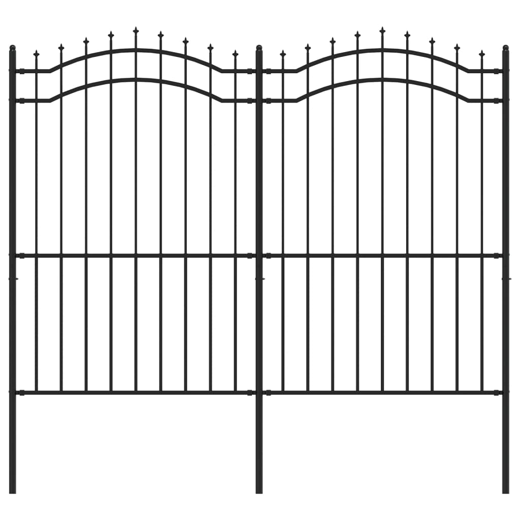 Vidaxl tuinhek met speerpunt zwart 239x175 cm gepoedercoat staal