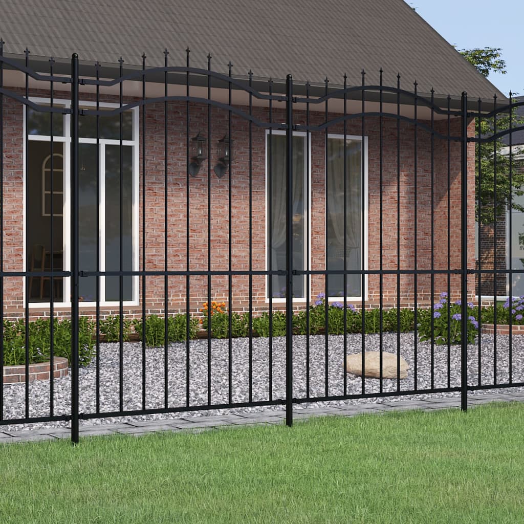 Vidaxl tuinhek met speerpunt zwart 239x175 cm gepoedercoat staal