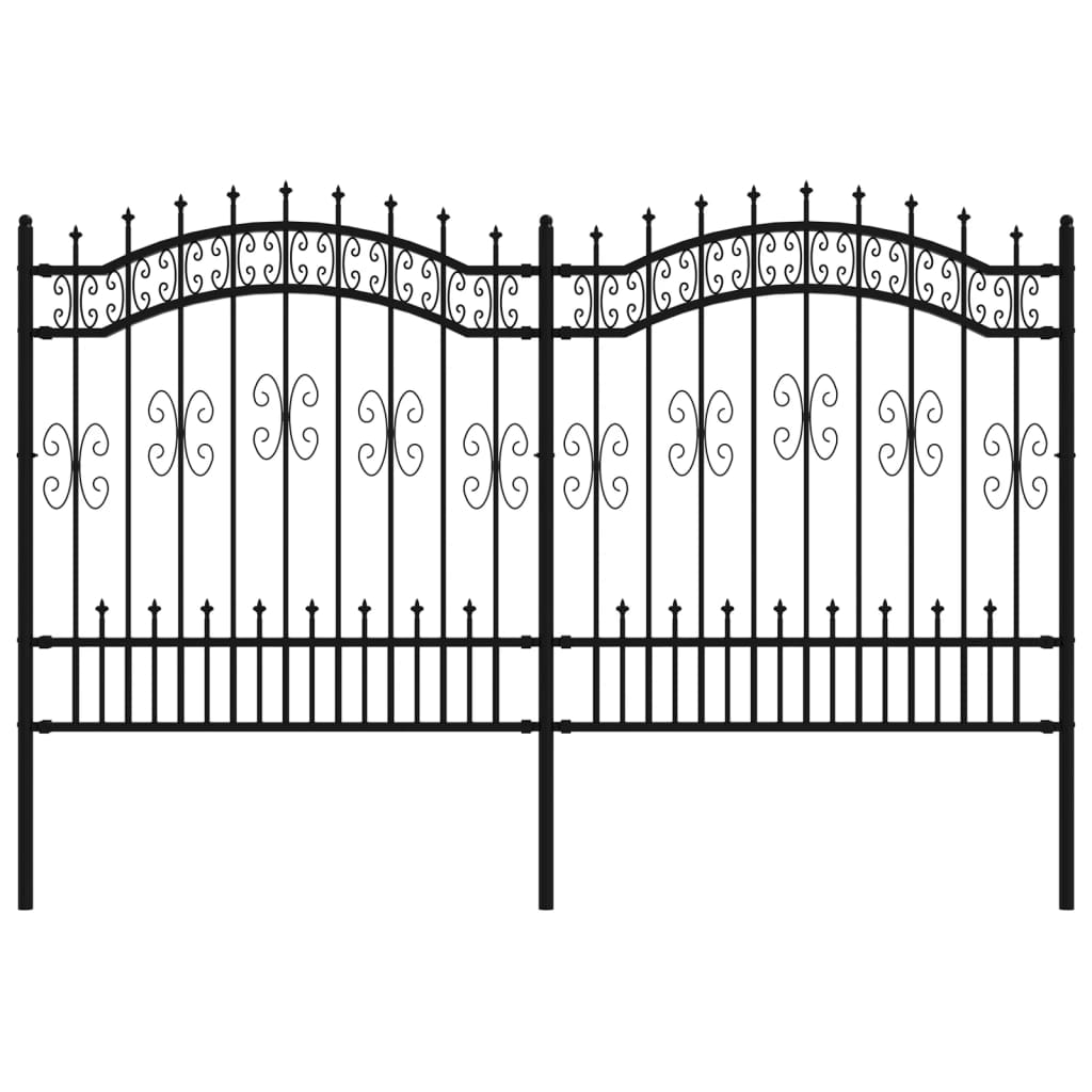 Vidaxl tuinhek met speerpunt zwart 240x125 cm gepoedercoat staal