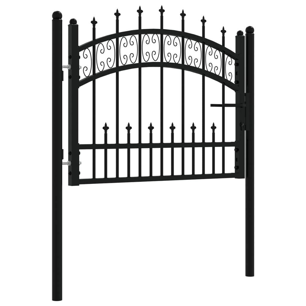 Vidaxl hekpoort met speerpunt zwart 103x75 cm gepoedercoat staal