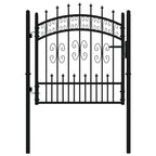 Vidaxl hekpoort met speerpunt zwart 103x100 cm gepoedercoat staal