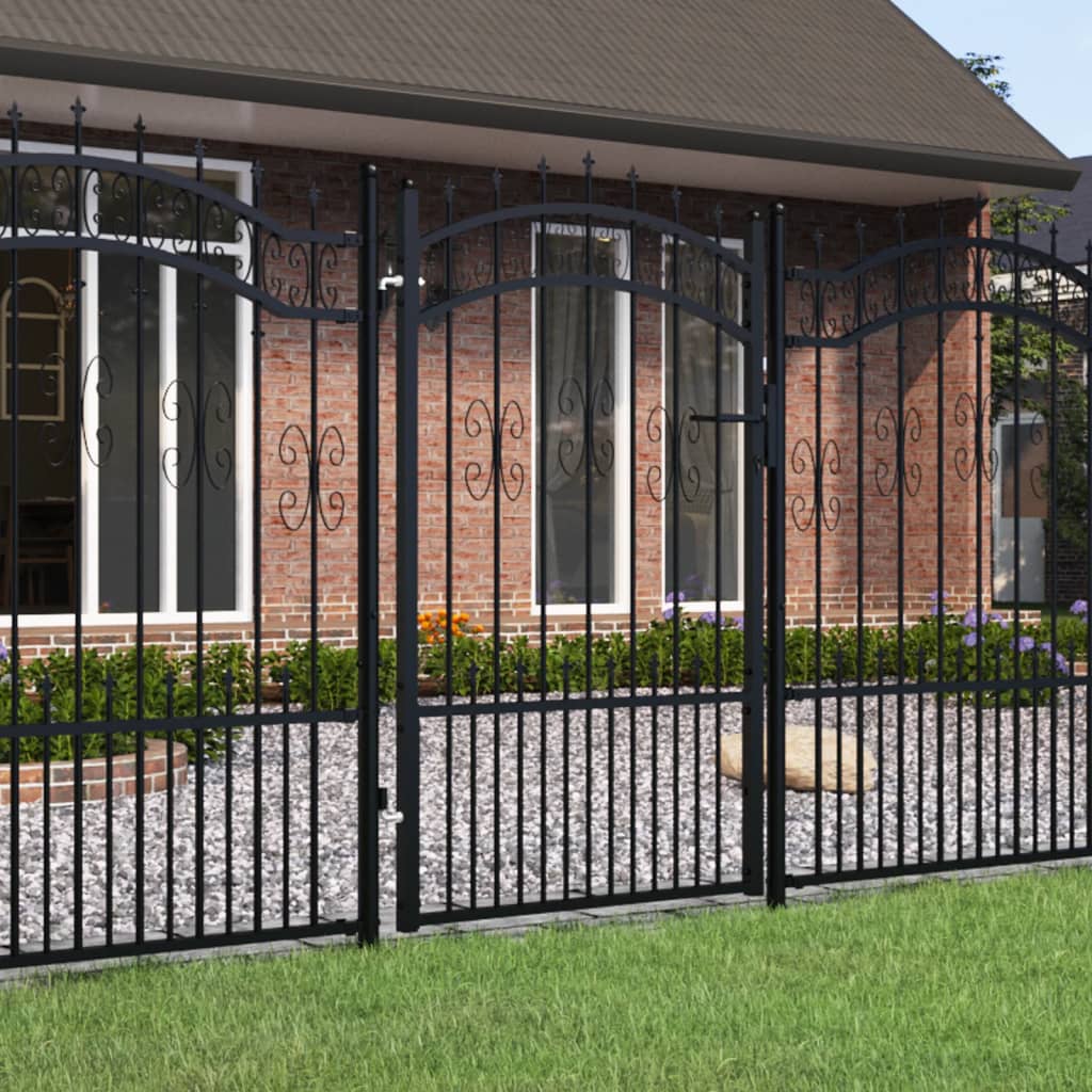 Vidaxl hekpoort met speerpunt zwart 103x150 cm gepoedercoat staal