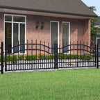 Vidaxl hekpoort met speerpunt zwart 305x75 cm gepoedercoat staal