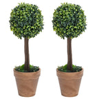 Vidaxl kunstplanten met pot 2 st buxus bolvorming 33 cm groen