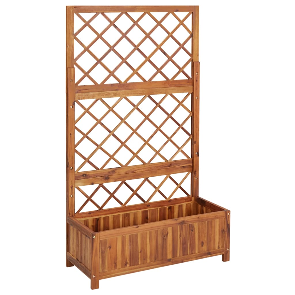 Vidaxl plantenbak verhoogd met latwerk 85x38x150 cm massief acaciahout