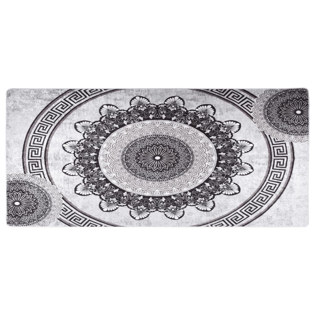 Vidaxl vloerkleed wasbaar 80x300 cm zwart en grijs