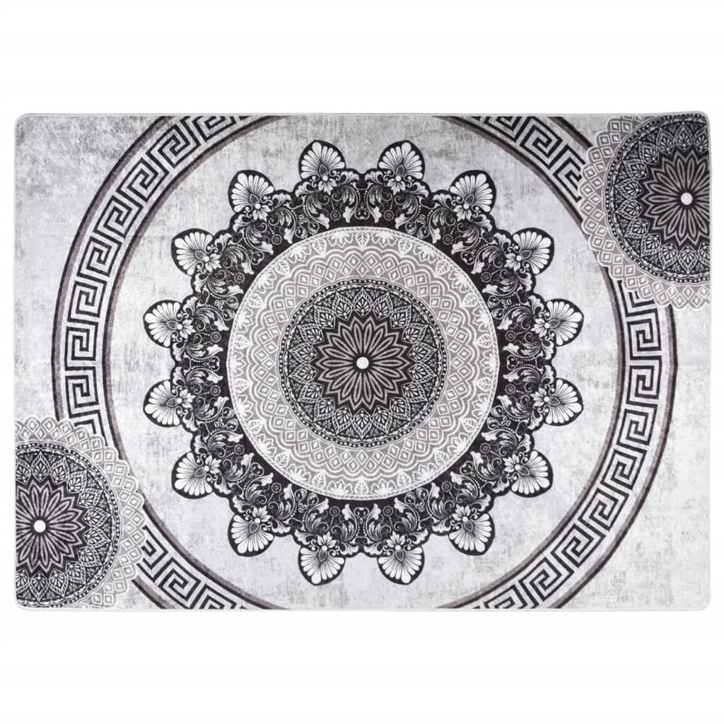 Vidaxl vloerkleed wasbaar 120x180 cm zwart en grijs