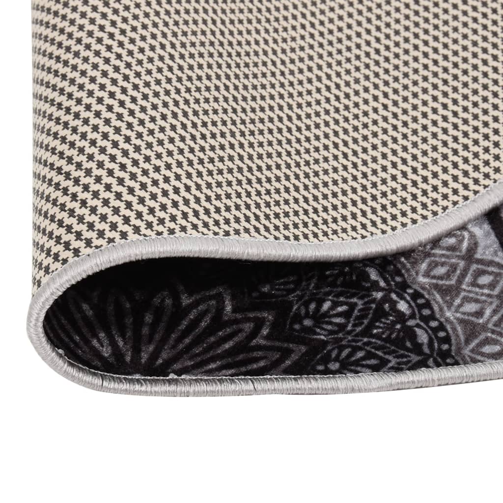 Vidaxl vloerkleed wasbaar anti-slip ø120 cm zwart en grijs