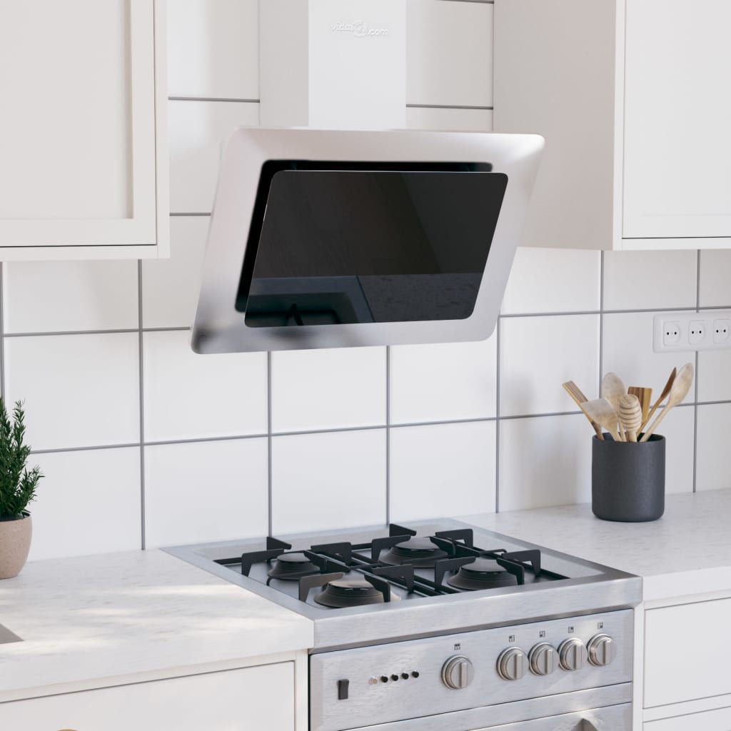 Vidaxl wandafzuigkap 60 cm roestvrij staal gehard glas zilverkleurig