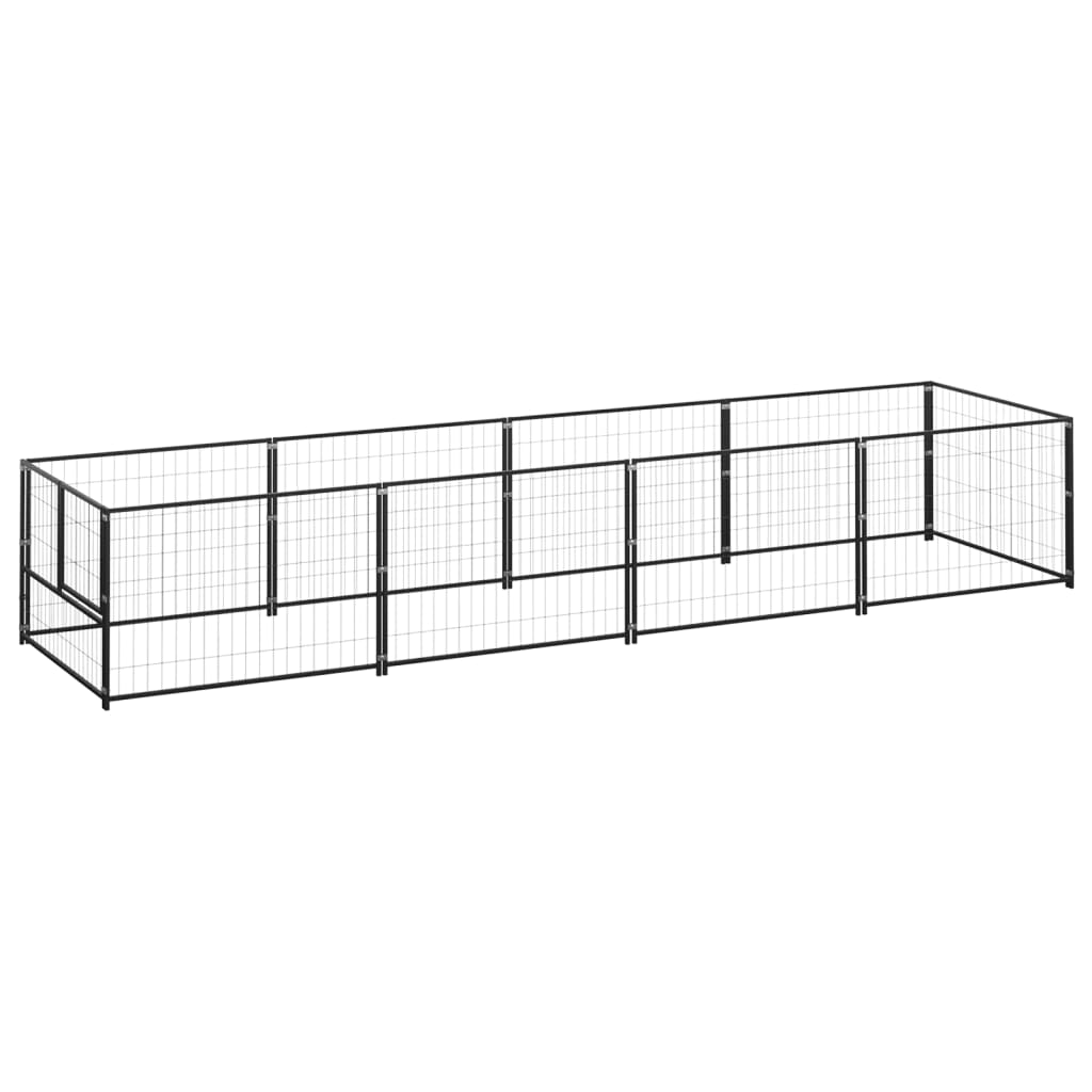 Vidaxl hondenkennel 4 m² staal zwart