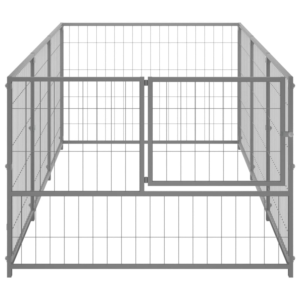 Vidaxl hondenkennel 3 m² staal zilverkleurig