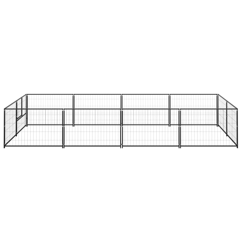 Vidaxl hondenkennel 8 m² staal zwart