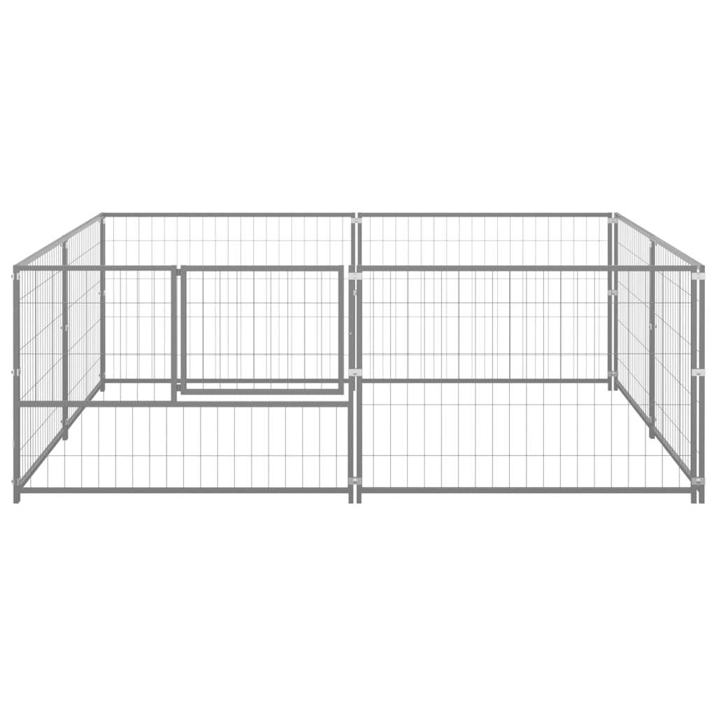 Vidaxl hondenkennel 4 m² staal zilverkleurig