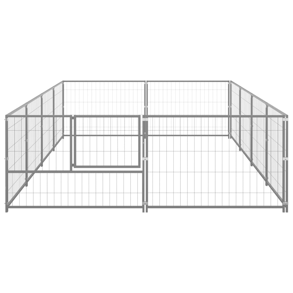 Vidaxl hondenkennel 8 m² staal zilverkleurig