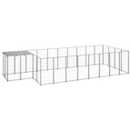 VidaXL Hondenkennel 10,89 m² staal zilverkleurig