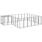 VidaXL Hondenkennel 12,1 m² staal zwart