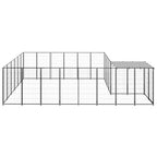 VidaXL Hondenkennel 12,1 m² staal zwart