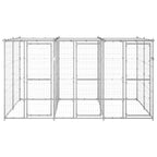VidaXL Hondenkennel met dak 7,26 m² gegalvaniseerd staal