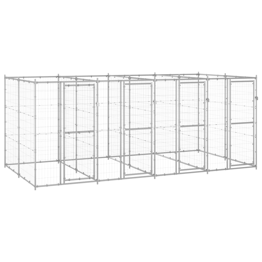 VidaXL Hondenkennel 9,68 m² gegalvaniseerd staal