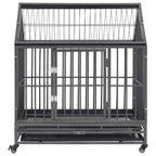 Vidaxl hondenbench met wielen en dak 92x62x106 cm staal