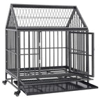 Vidaxl hondenbench met wielen en dak 92x62x106 cm staal