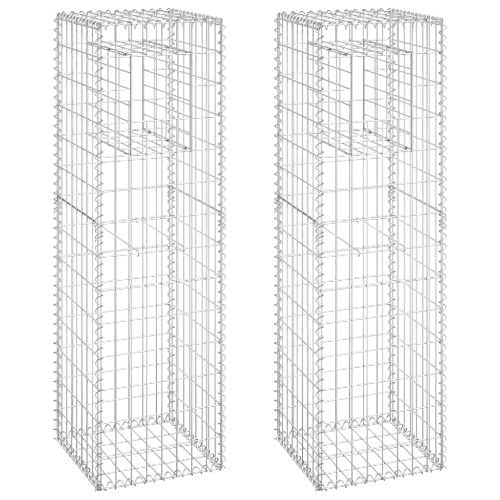 Vidaxl schanskorf palen 2 st 40x40x140 cm ijzer