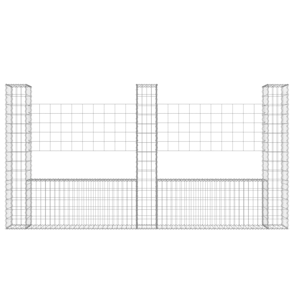 Vidaxl schanskorf u-vormig met 3 palen 260x20x150 cm ijzer