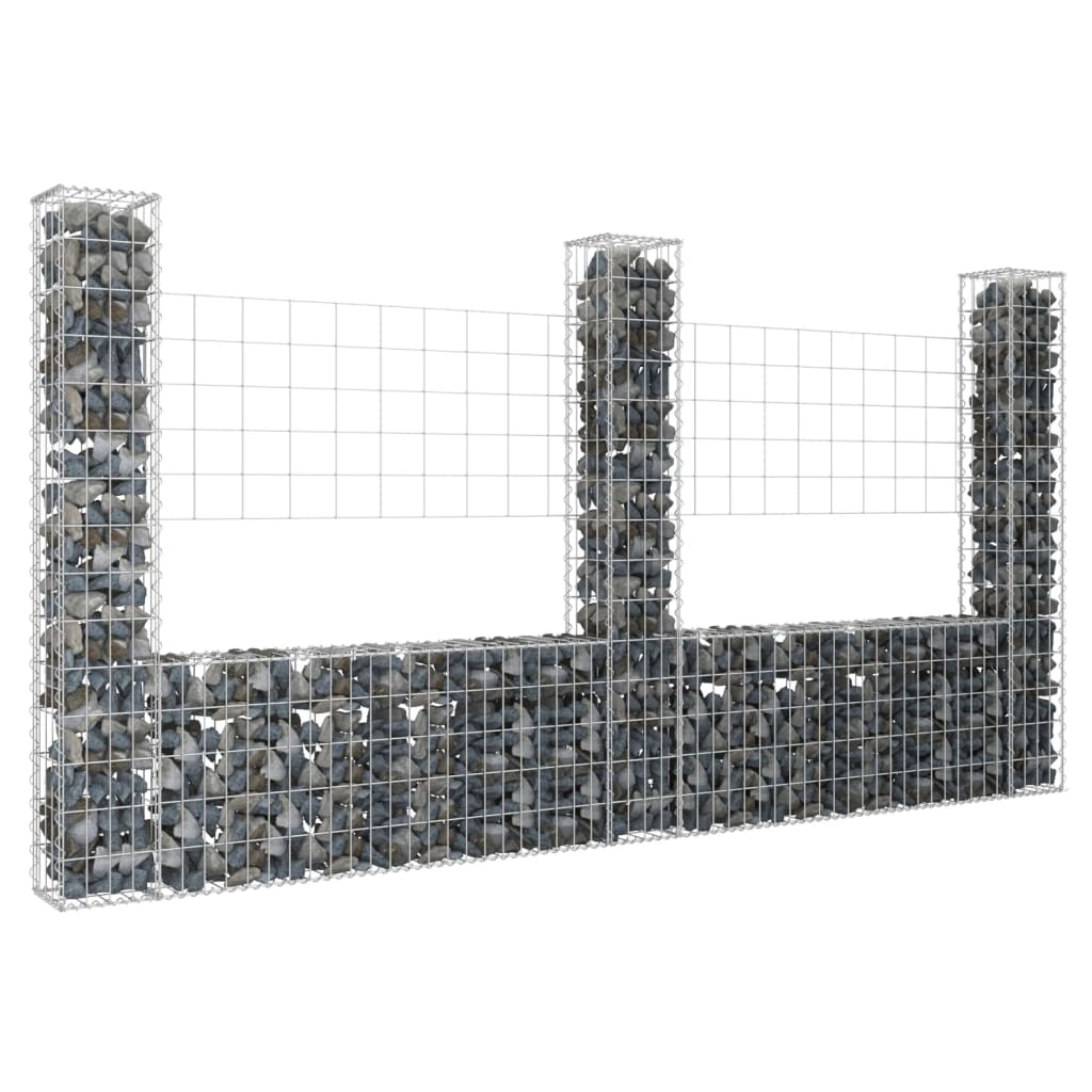 Vidaxl schanskorf u-vormig met 3 palen 260x20x150 cm ijzer