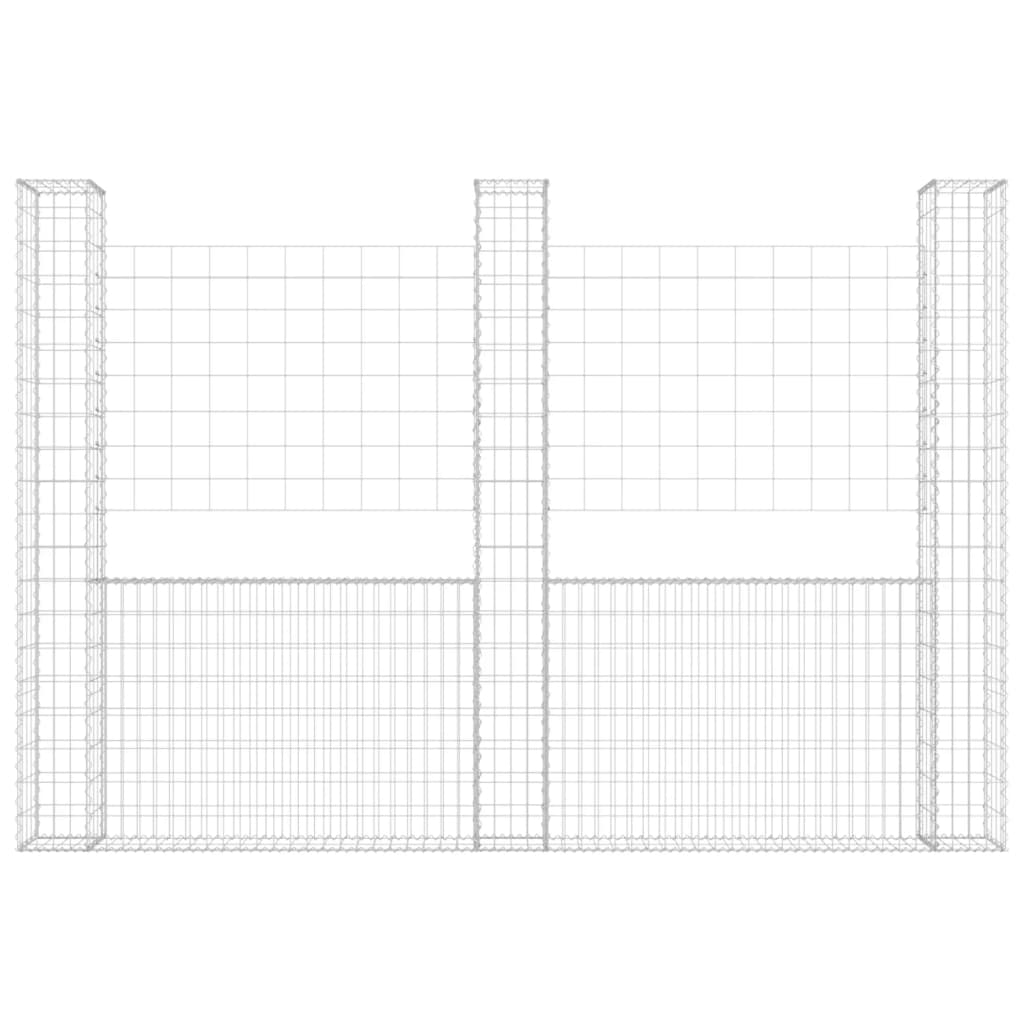 VidaXL Schanskorf U-vormig met 3 palen 260x20x200 cm ijzer