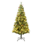 VidaXL Kerstboom met LED en dennenappels 225 cm PVC en PE groen