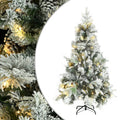 Vidaxl kerstboom met led en dennenappels en sneeuw 195 cm pvc en pe