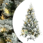 Vidaxl kerstboom met led en dennenappels en sneeuw 195 cm pvc en pe