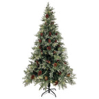 Vidaxl kerstboom met led en dennenappels 195 cm pvc en pe groen en wit