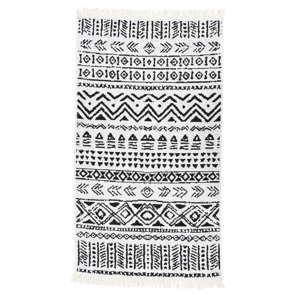 Vidaxl vloerkleed 120x180 cm katoen zwart en wit